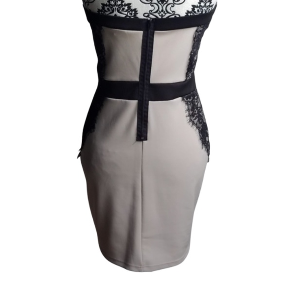 A'gaci Agaci Nude Black Lace Strapless Dress - Picture 4 of 5